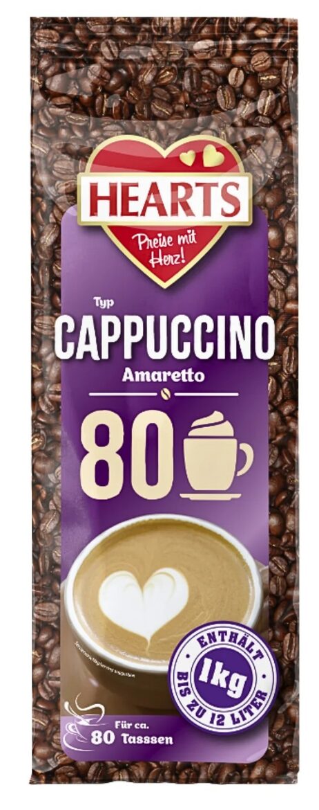Hearts Cappuccino Amaretto растворимый капучино напиток со вкусом Амаретто ликера 1 кг